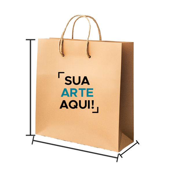 SACOLA DE PAPEL KRAFT PARDO LISA COM IMPRESSÃO 2 LADOS 1 COR